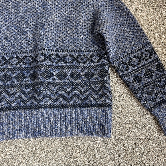 Royal North Mills Outfitters Vintage Wool Blend Blue Black Chunky Sweater, Med - Picture 6 of 6